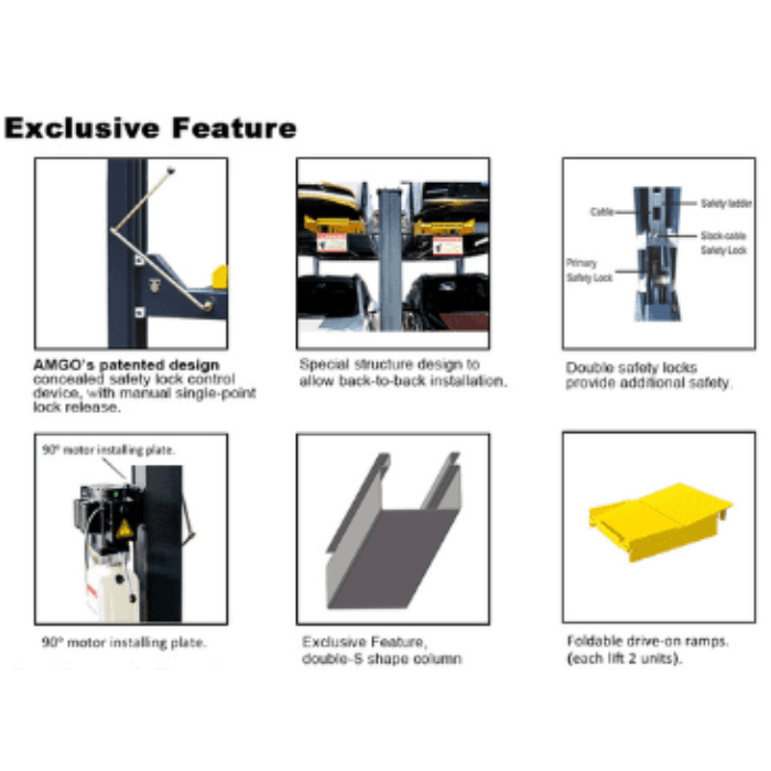 AMGO 4-Post Vehicle Storage Lift – 7,000 lb Capacity - 407-P - image 2