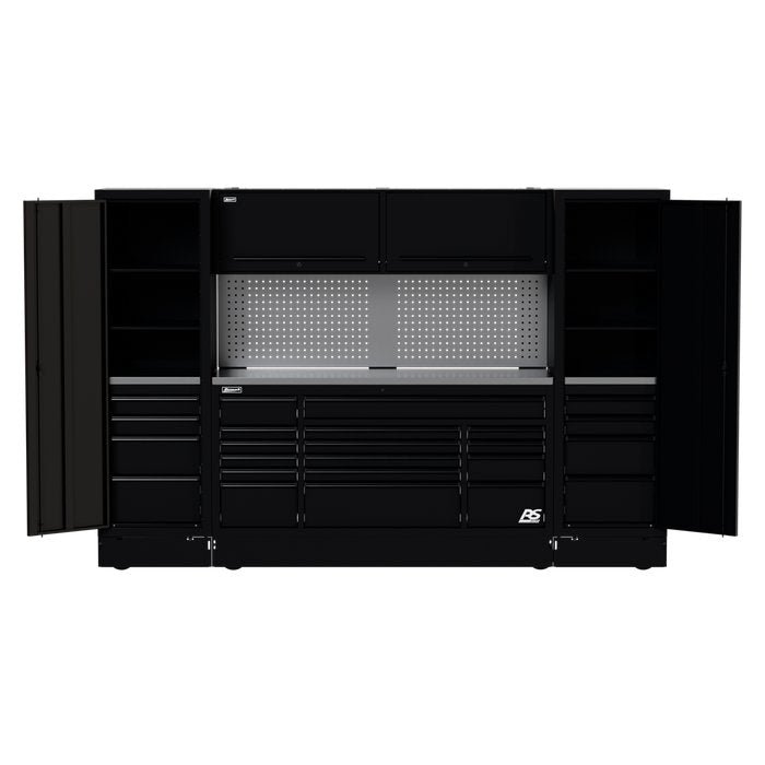 Homak 120" RS Pro CTS Full 10-Ft Combo - 72" Roller + Two 24" Side Lockers (Solid or Toolboard Backsplash) - image 2