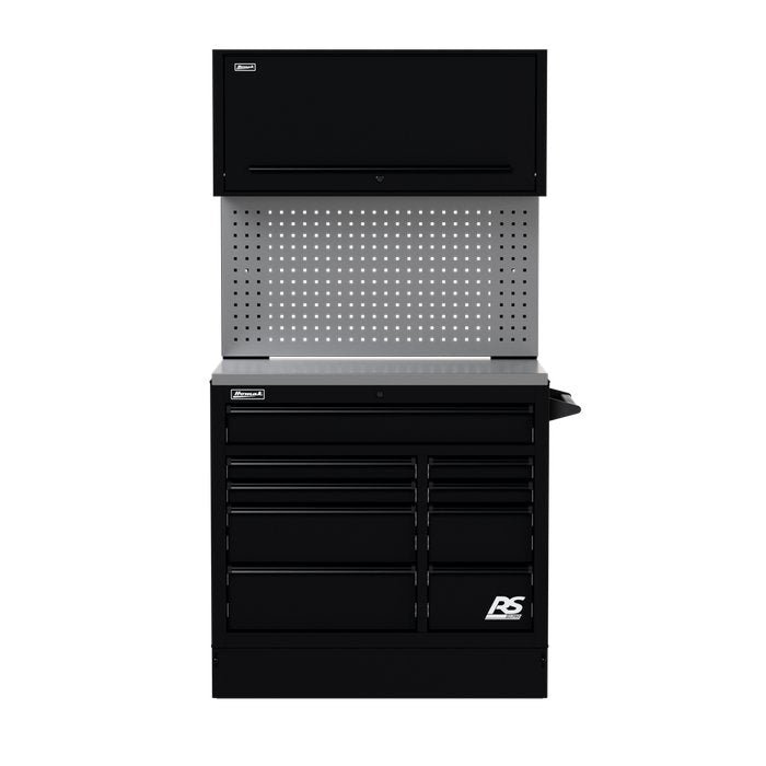 Homak 41" CTS Combo - Roller Cabinet + Overhead Canopy + Stainless Top (Solid or Toolboard Backsplash) - image 2