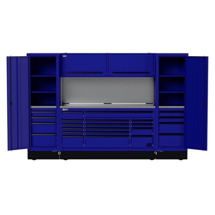 Homak 120" RS Pro CTS Full 10-Ft Combo - 72" Roller + Two 24" Side Lockers (Solid or Toolboard Backsplash) - image 5