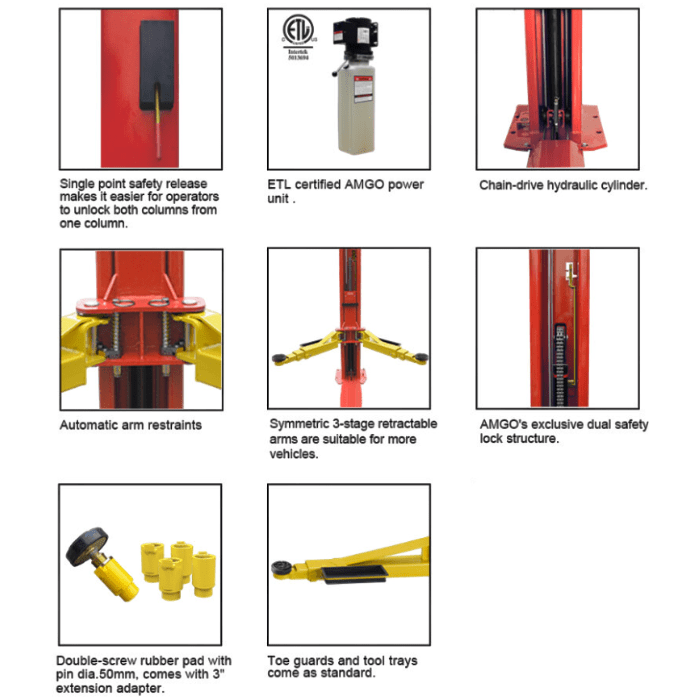 AMGO 9,000 lb 2-Post Lift - Extra Wide, Extra Tall - BP-9X - image 2