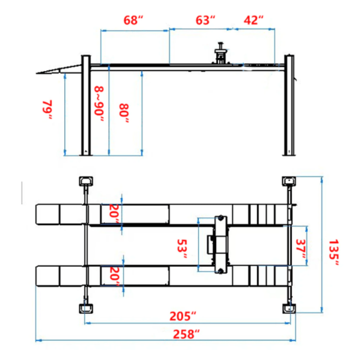Katool 4-Post Alignment Lift - 12,000lb Capacity. Rolling Jack Included - KT-4H120X - image 8