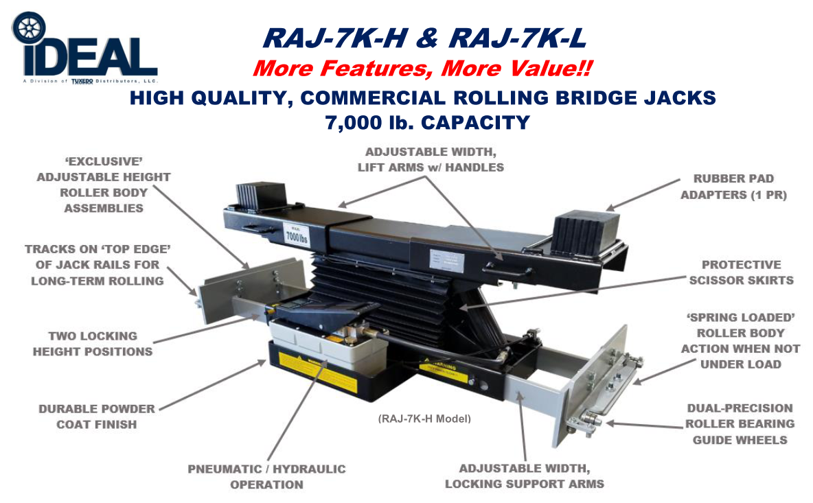 iDEAL 7,000 lb Rolling Jack (Low Mount) - Air / Hyd - RAJ-7K-L - image 4