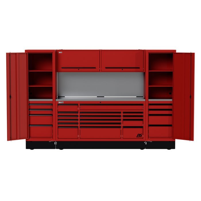 Homak 120" RS Pro CTS Full 10-Ft Combo - 72" Roller + Two 24" Side Lockers (Solid or Toolboard Backsplash) - image 3