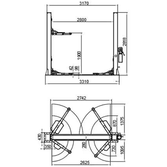 Katool 12,000 lb Two-Post Car Lift - Single Lock Release - H120D - image 6